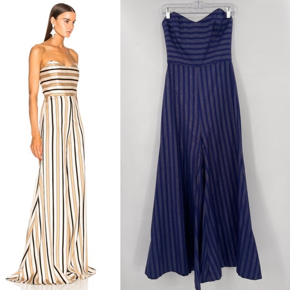 CAROLINE CONSTAS Forbes Jumpsuit Size 2 CAROLINE CONSTAS Blue Striped Jumpsuit - Picture 11 of 11